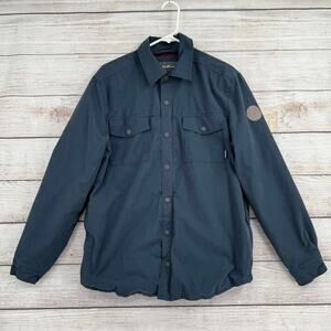 Eddie Bauer Flannel Lined Snap Down Jacket Mens Medium Navy Blue